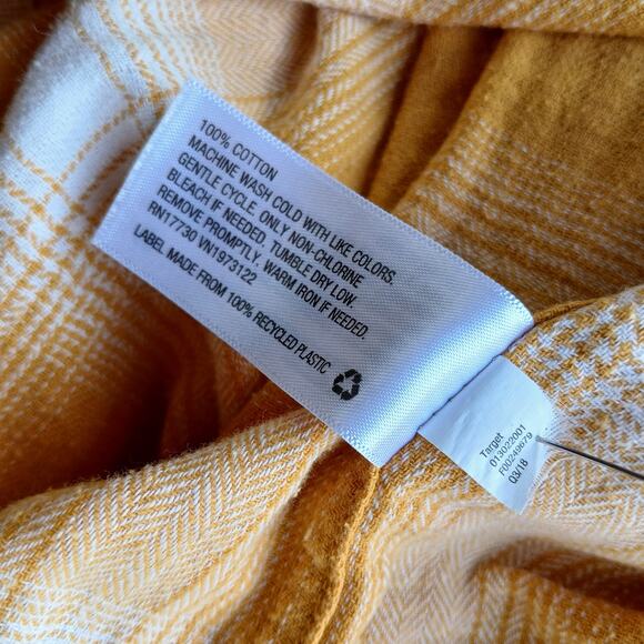 Universal Thread Cotton Yellow Plaid Button-up Shirt S yellow white long sleeve - Picture 8 of 12